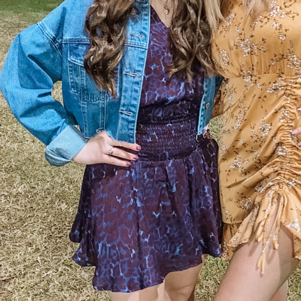Purple cheetah skirt and top set